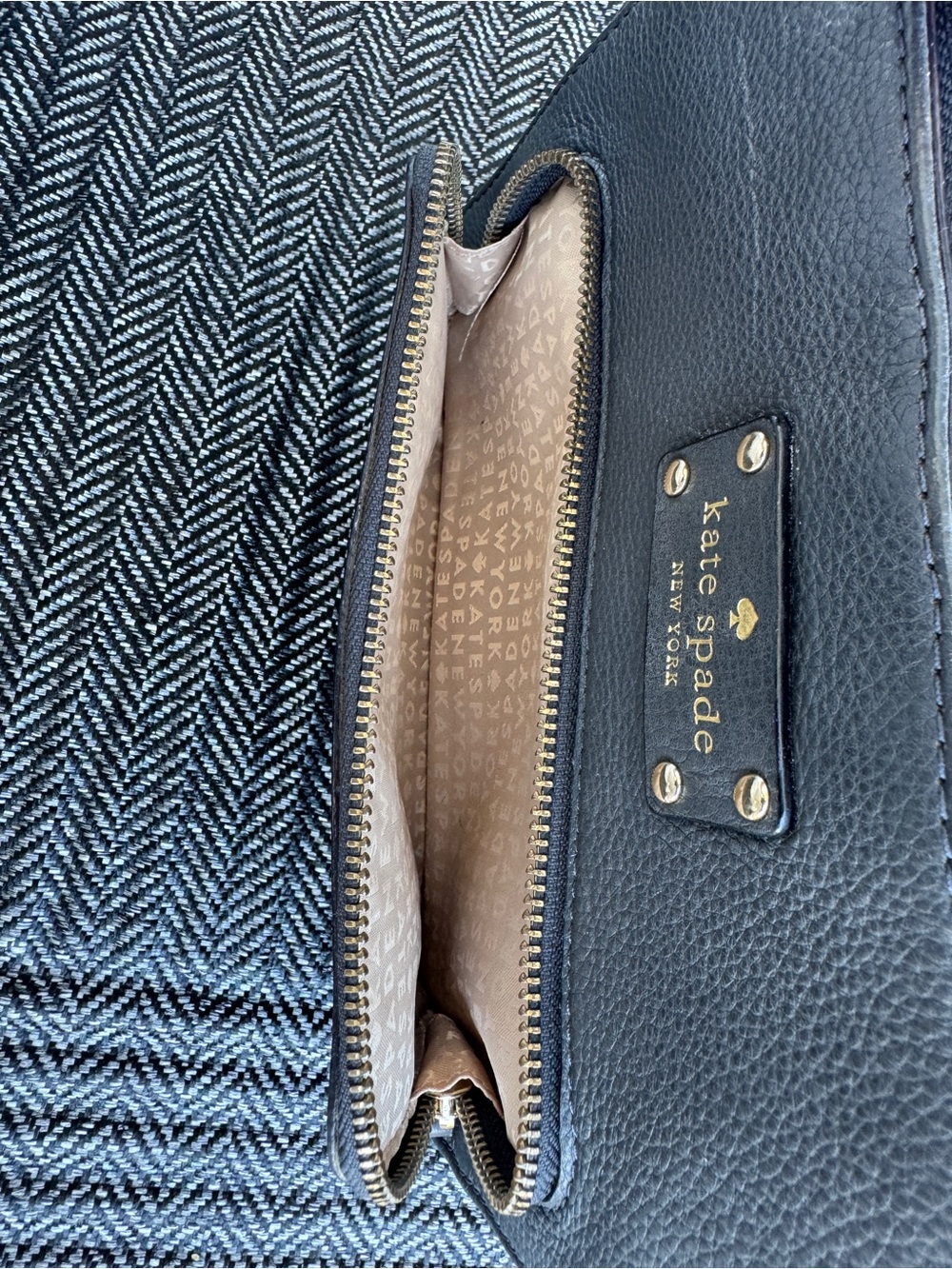 kate spade navy pebbled leather crossbody with front pocket - Picture 7 of 7